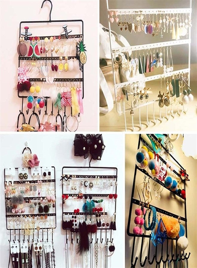 Pikify Multipurpose Wall Hanging Metal Jewellery Organizer with 10 Hanging Hooks & 66 Holes for Earrings - Suitable for Studs,Necklace,Earring,Bracelets,Jhumkas,Chains & Keychains - Image 4